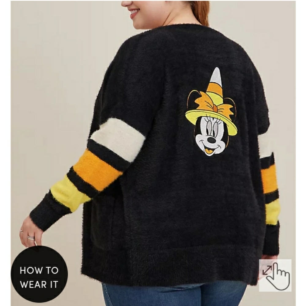 Torrid Disney Minnie Mouse Witch Halloween Cardigan Sweater